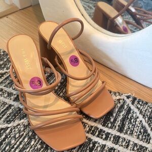 Nine West Tan Heeled Sandals with Strappy Design